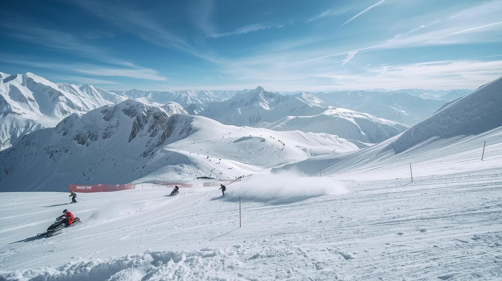 Skiers on the snowfields at Gulaba above Manali; this is the deep snow that Kasol does not have